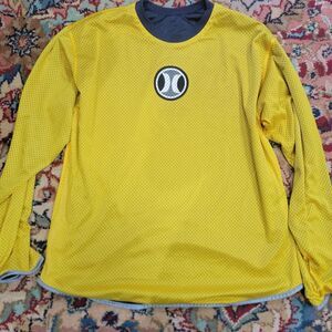 Y2k Reversible Yellow and Blue Hurley Long-sleeve Shirt